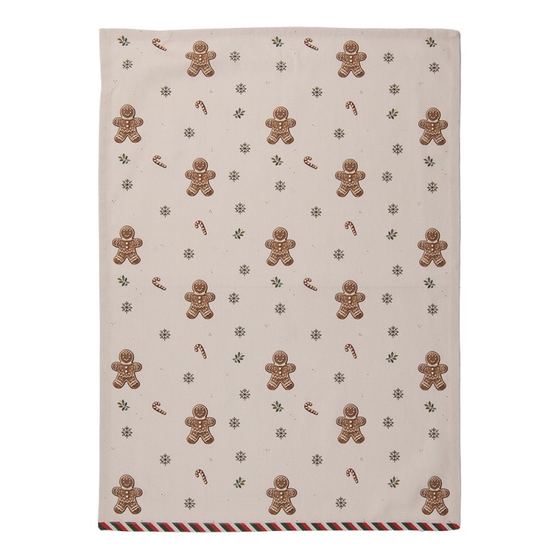 Clayre & Eef Asciugamani da cucina 50x70 cm Beige Cotone Uomo di pan di zenzero