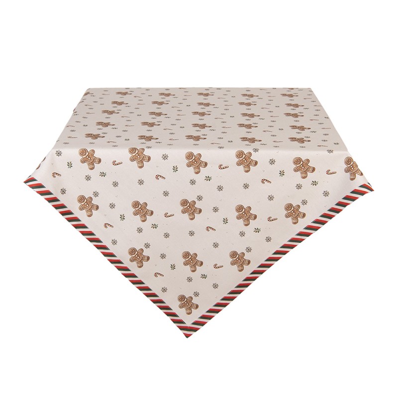 Clayre & Eef Tischdecke 100x100 cm Beige Baumwolle Pfefferkuchenmann