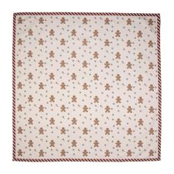 Clayre & Eef Tischdecke 100x100 cm Beige Baumwolle Pfefferkuchenmann