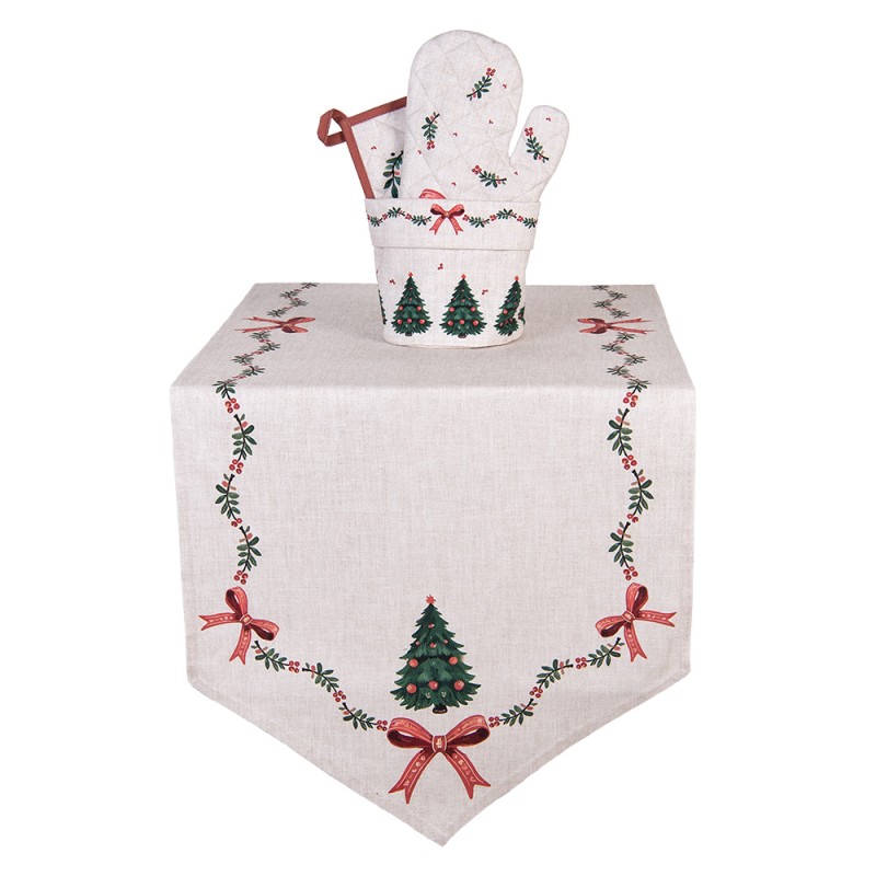 Clayre & Eef Chemin de table 50x160 cm Beige Coton Noël