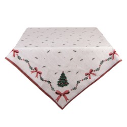 Clayre & Eef Tafelkleed 100x100 cm Beige Katoen Kerst