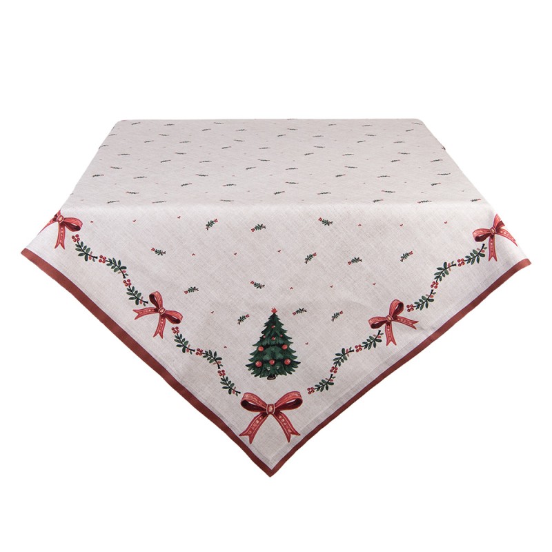 Clayre & Eef Tafelkleed 100x100 cm Beige Katoen Kerst