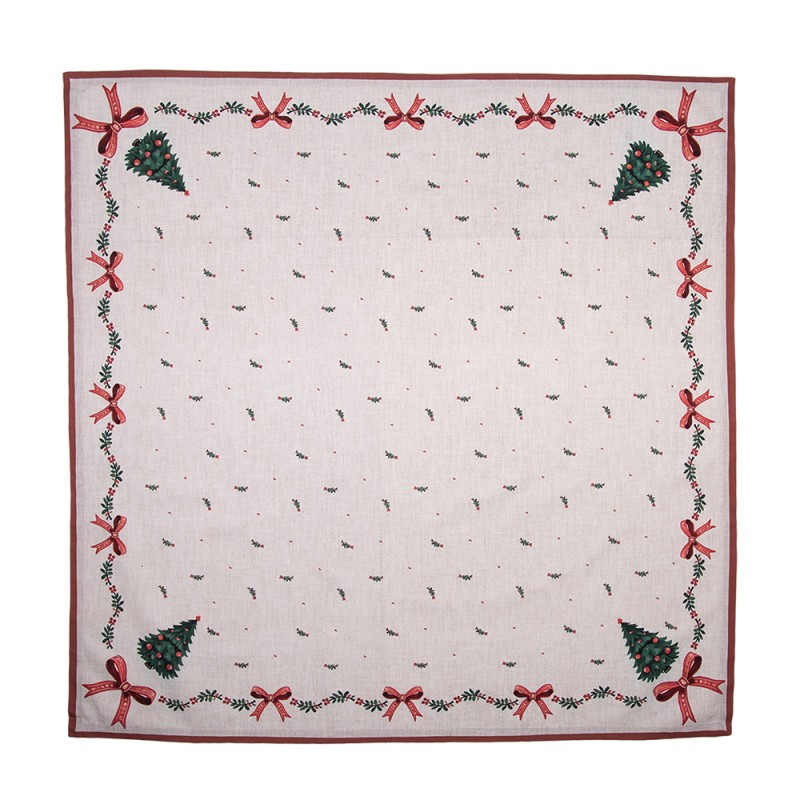 Clayre & Eef Tafelkleed 100x100 cm Beige Katoen Kerst