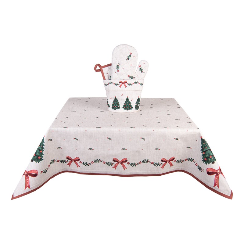 Clayre & Eef Tafelkleed 100x100 cm Beige Katoen Kerst
