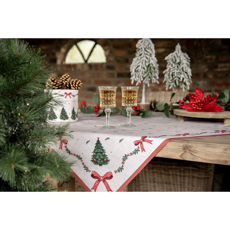 Clayre & Eef Tafelkleed 100x100 cm Beige Katoen Kerst
