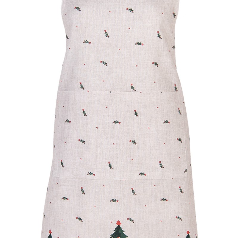 Clayre & Eef Küchenschürze 70x85 cm Beige Baumwolle Weihnachten