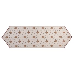 Clayre & Eef Table Runner 50x160 cm Beige Cotton Gingerbread man