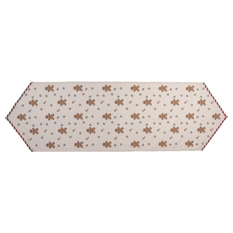 Clayre & Eef Tafelloper 50x160 cm Beige Katoen Gingerbread man