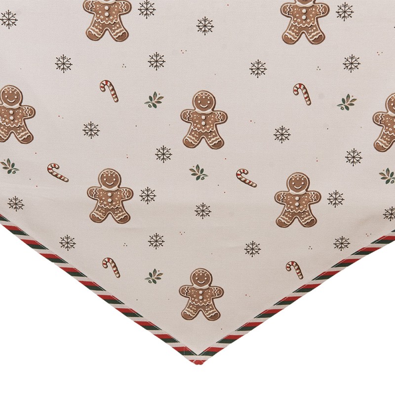 Clayre & Eef Tafelloper 50x160 cm Beige Katoen Gingerbread man