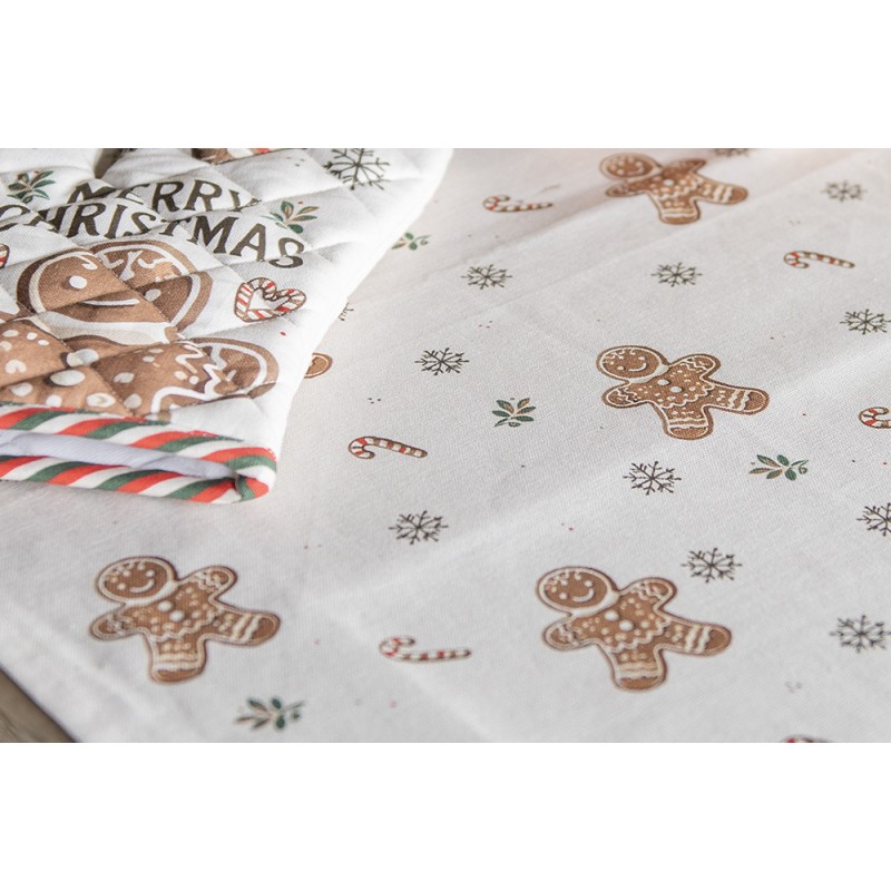 Clayre & Eef Tafelloper 50x160 cm Beige Katoen Gingerbread man