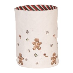 Clayre & Eef Corbeille à pain Ø 15x16 cm Beige Coton Rond Bonhomme en pain d‘épice