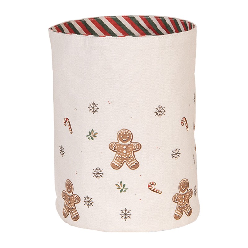 Clayre & Eef Cestino del pane Ø 15x16 cm Beige Cotone Rotondo Uomo di pan di zenzero