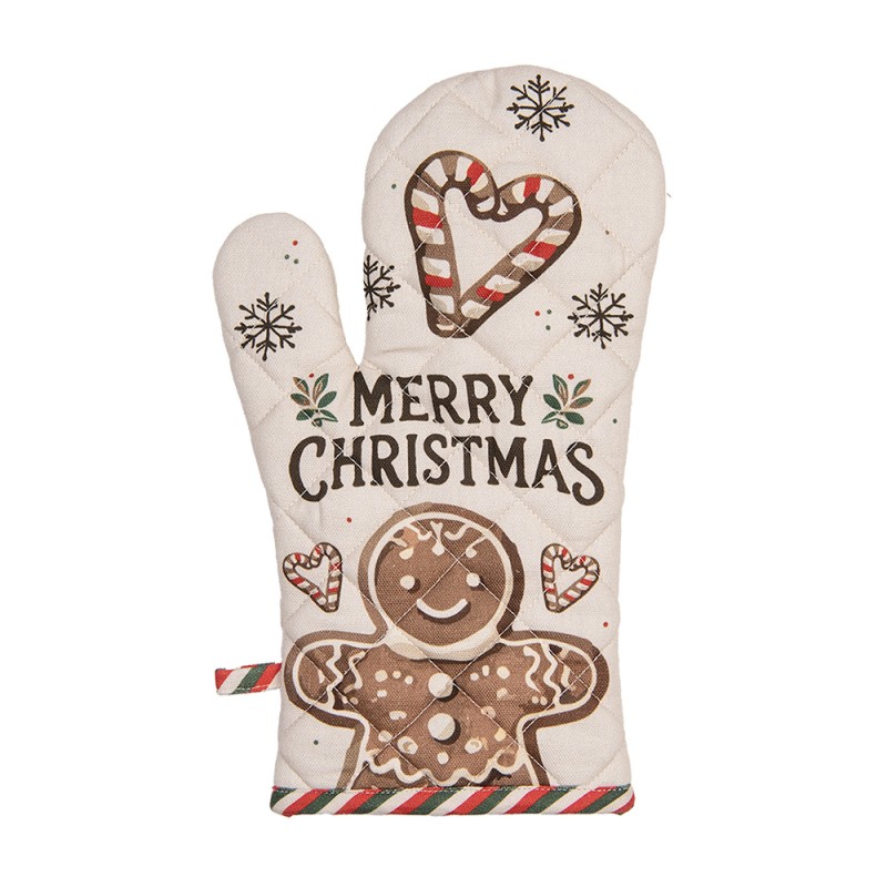Clayre & Eef Ovenwant 18x30 cm Beige Katoen Gingerbread man