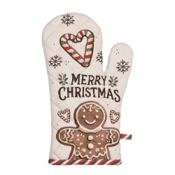 Clayre & Eef Ovenwant 18x30 cm Beige Katoen Gingerbread man