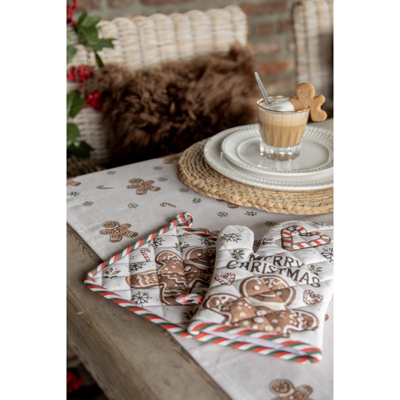 Clayre & Eef Ovenwant 18x30 cm Beige Katoen Gingerbread man