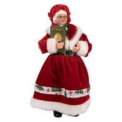 Clayre & Eef Statuetta decorativa di Natale 14x10x28 cm Rosso Tessuto