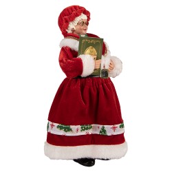 Clayre & Eef Statuetta decorativa di Natale 14x10x28 cm Rosso Tessuto