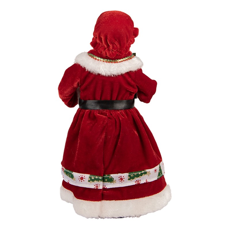 Clayre & Eef Statuetta decorativa di Natale 14x10x28 cm Rosso Tessuto