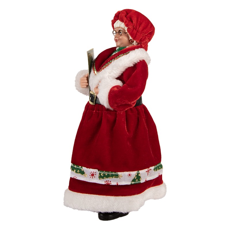 Clayre & Eef Statuetta decorativa di Natale 14x10x28 cm Rosso Tessuto