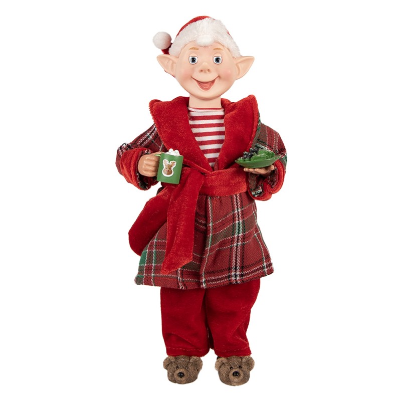 Clayre & Eef Statuetta decorativa di Natale Babbo Natale 13x10x28 cm Rosso Tessuto