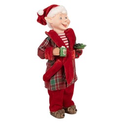 Clayre & Eef Statuetta decorativa di Natale Babbo Natale 13x10x28 cm Rosso Tessuto