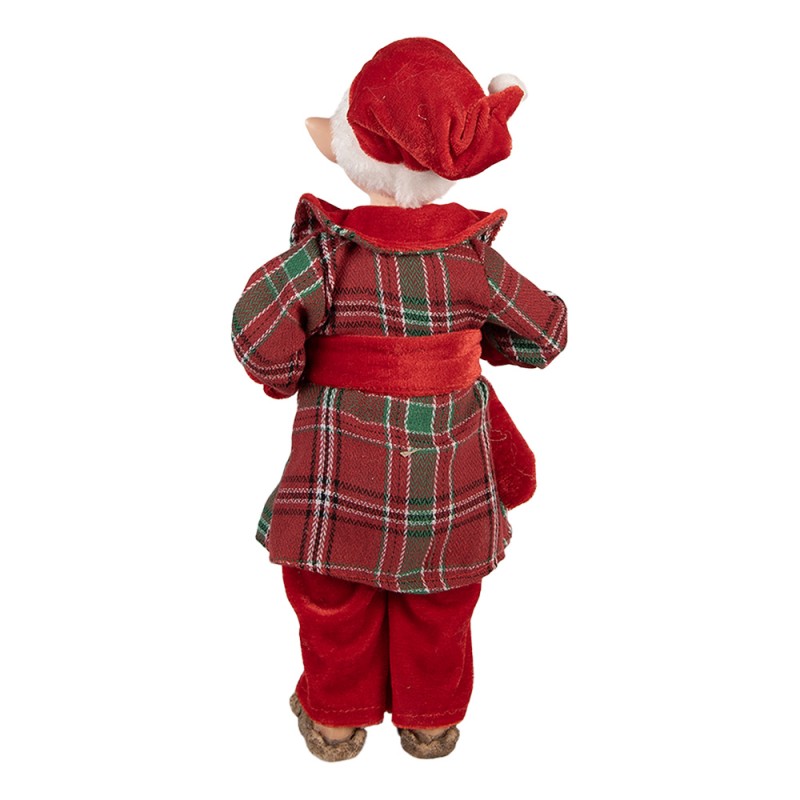 Clayre & Eef Statuetta decorativa di Natale Babbo Natale 13x10x28 cm Rosso Tessuto