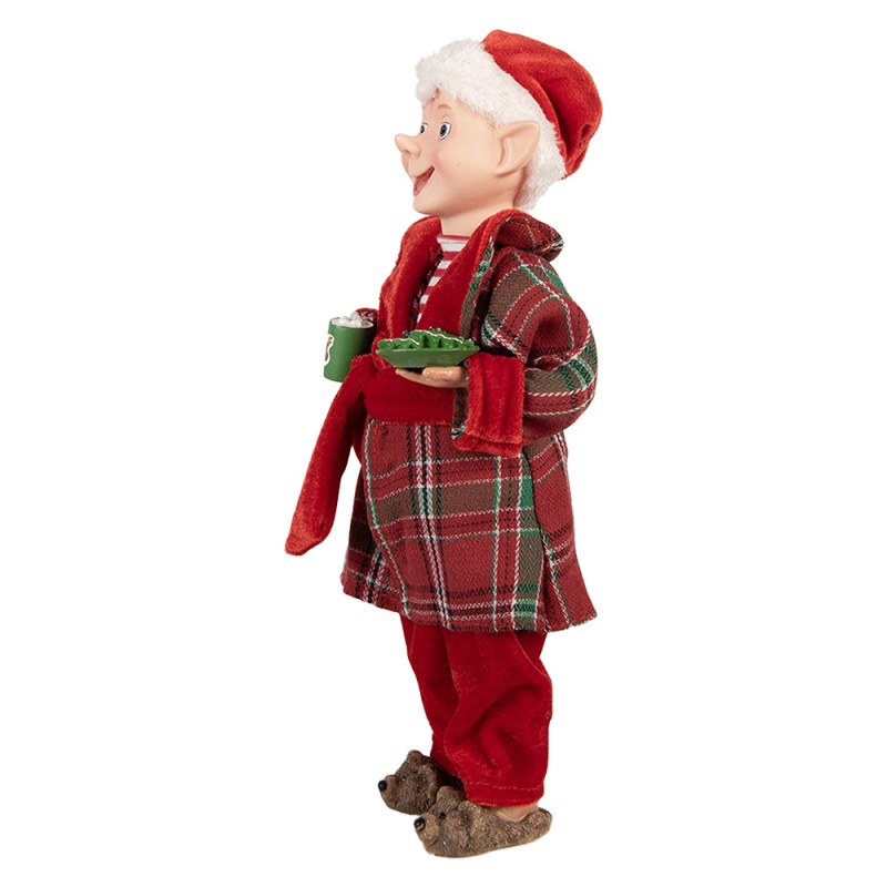 Clayre & Eef Statuetta decorativa di Natale Babbo Natale 13x10x28 cm Rosso Tessuto