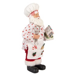 Clayre & Eef Statuetta decorativa di Natale Babbo Natale 13x10x28 cm Bianco Tessuto