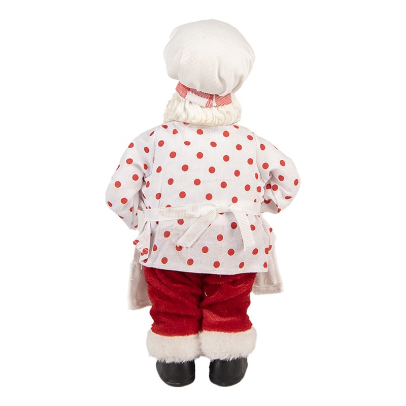 Clayre & Eef Statuetta decorativa di Natale Babbo Natale 13x10x28 cm Bianco Tessuto