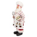 Clayre & Eef Statuetta decorativa di Natale Babbo Natale 13x10x28 cm Bianco Tessuto