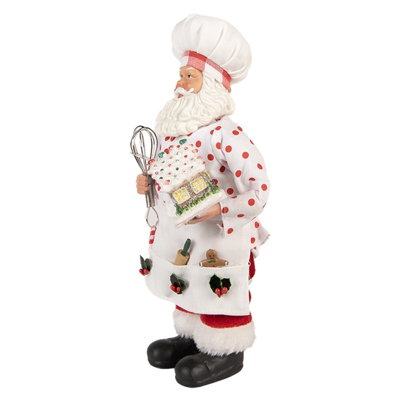 Clayre & Eef Statuetta decorativa di Natale Babbo Natale 13x10x28 cm Bianco Tessuto