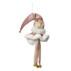 Clayre & Eef Ornamento Natalizio Babbo Natale 70 cm Rosa Tessuto
