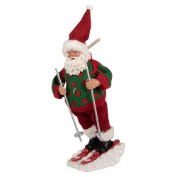 Clayre & Eef Statuetta decorativa di Natale Babbo Natale 13x10x28 cm Rosso Tessuto