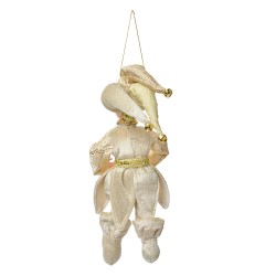Clayre & Eef Deko-Anhänger Elf 10x8x28 cm Beige Textil auf Kunststoff