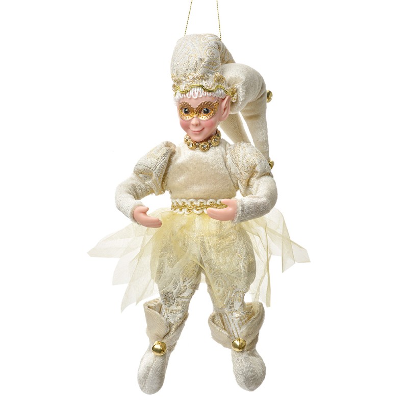 Clayre & Eef Decorative Pendant Elf 10x8x28 cm Beige Textile