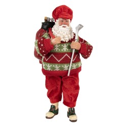 Clayre & Eef Statuetta decorativa di Natale Babbo Natale 13x10x28 cm Rosso Tessuto