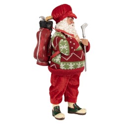 Clayre & Eef Statuetta decorativa di Natale Babbo Natale 13x10x28 cm Rosso Tessuto