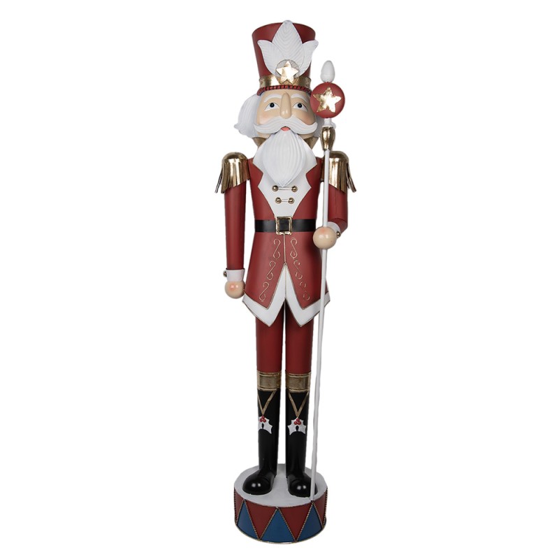 Clayre & Eef Statuetta decorativa di Natale Schiaccianoci 56x39x202 cm Rosso Metallo