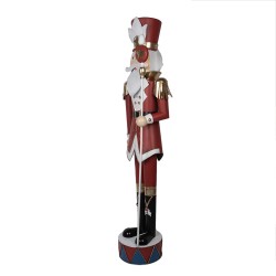 Clayre & Eef Statuetta decorativa di Natale Schiaccianoci 56x39x202 cm Rosso Metallo