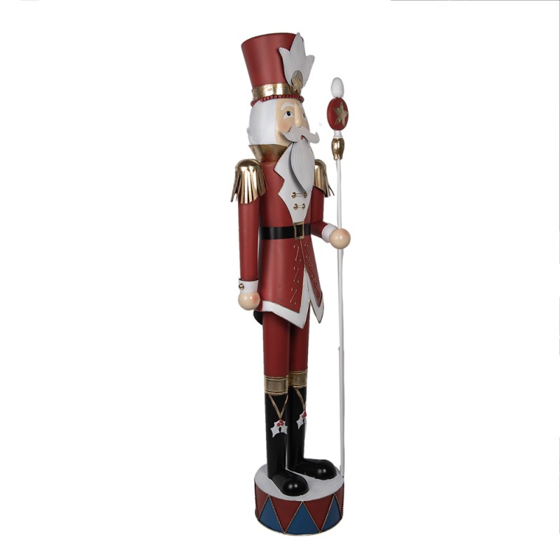 Clayre & Eef Statuetta decorativa di Natale Schiaccianoci 56x39x202 cm Rosso Metallo
