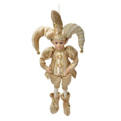 Clayre & Eef Pendentif de décoration Elfe 14x10x38 cm Beige Textile