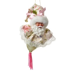 Clayre & Eef Ornamento Natalizio Babbo Natale 35 cm Bianco Tessuto