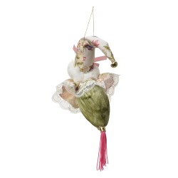 Clayre & Eef Ornamento Natalizio Babbo Natale 35 cm Bianco Tessuto