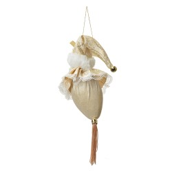 Clayre & Eef Ornamento Natalizio Babbo Natale 35 cm Bianco Color oro Tessuto