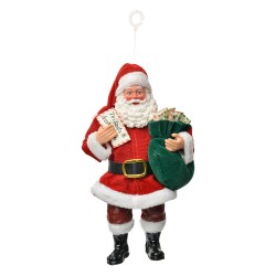Clayre & Eef Kersthanger Kerstman 11x6x17 cm Rood Textiel op Kunststof
