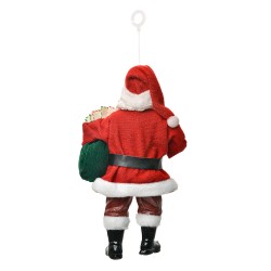 Clayre & Eef Kersthanger Kerstman 11x6x17 cm Rood Textiel op Kunststof