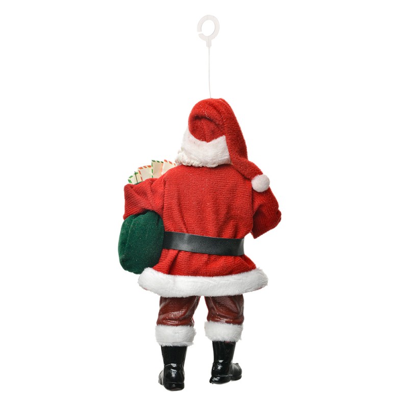 Clayre & Eef Kersthanger Kerstman 11x6x17 cm Rood Textiel