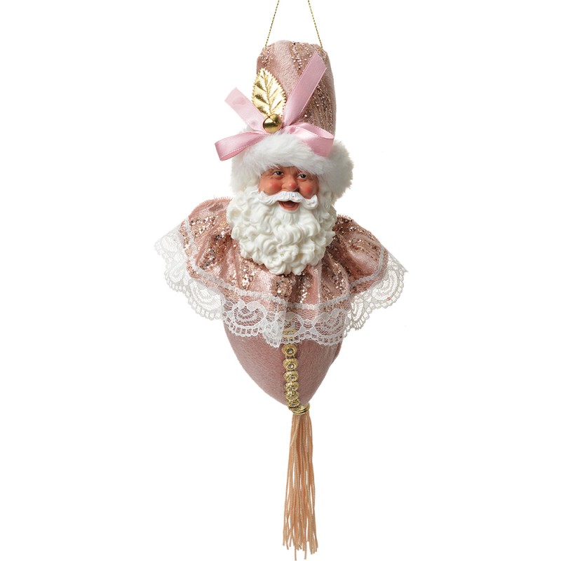 Clayre & Eef Christmas Ornament Santa Claus 35 cm Pink Textile