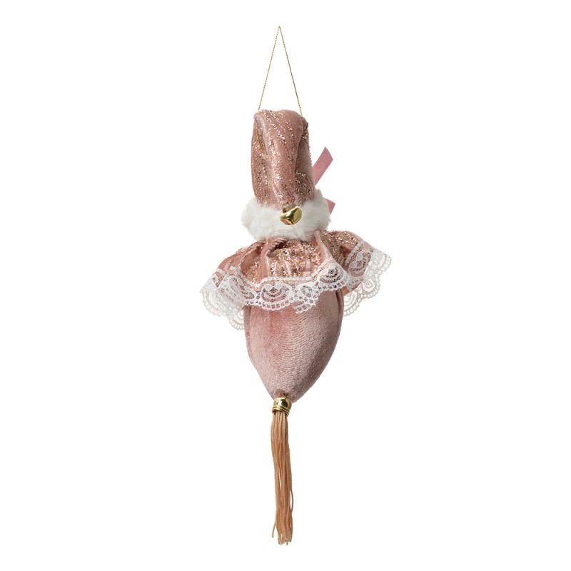 Clayre & Eef Christmas Ornament Santa Claus 35 cm Pink Textile