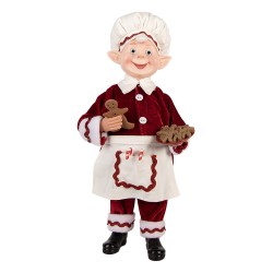Clayre & Eef Statuetta decorativa di Natale Elfo 15x10x28 cm Rosso Tessuto
